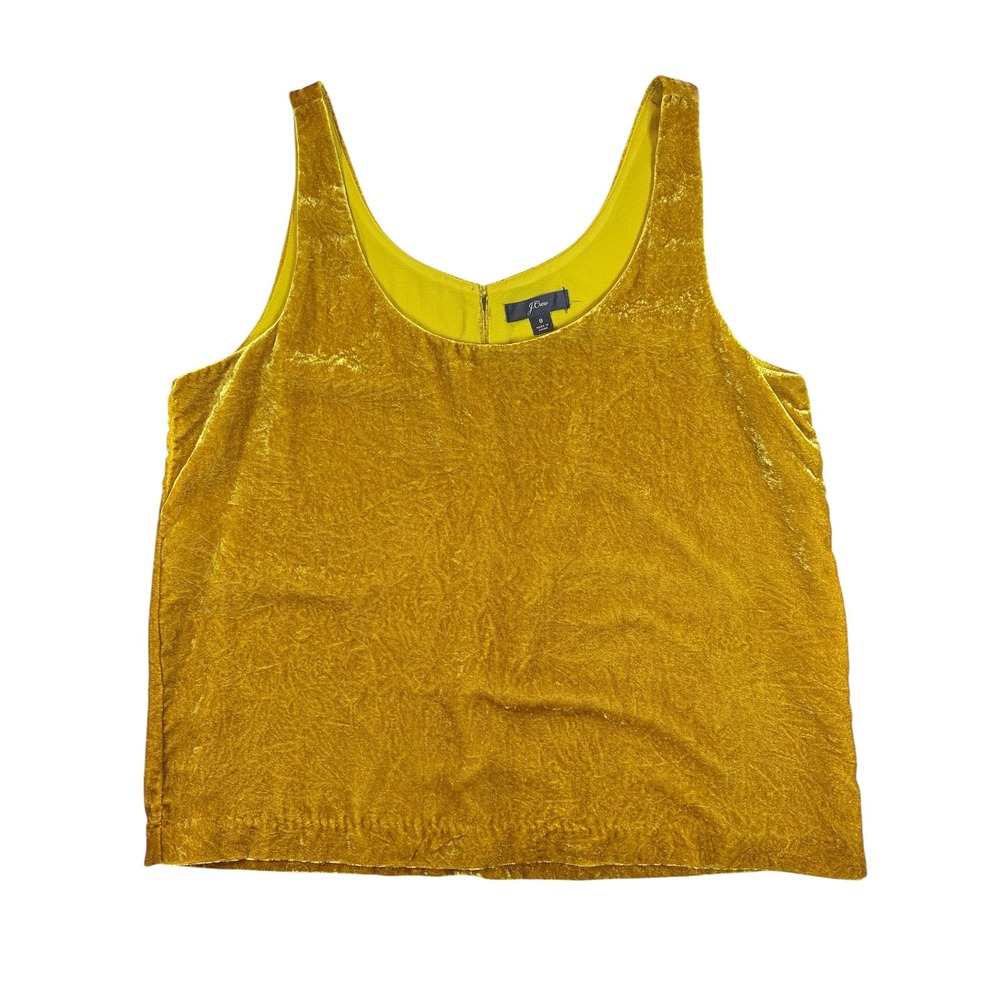 J.Crew Velvet Tank Top Womens 8 Gold Crushed Sleeveless Scoop Neck‎ J4925